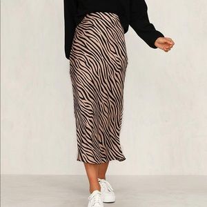 Animal print satin skirt